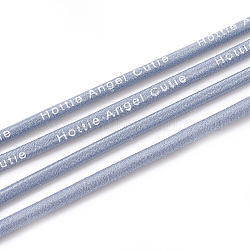 Cordon élastique, avec l'extérieur en nylon et caoutchouc à l'intérieur, mot imprimé, bleu acier clair, 2.5mm, environ 100 yards/paquet(300 pieds/paquet)