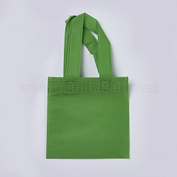 Bolsas reutilizables ecológicas, bolsas de compras de tela no tejida, verde amarillo, 28x15.5 cm