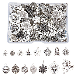 Superfundings 150pcs 15 Legierungsanhänger im tibetischen Stil, Mischformen, Antik Silber Farbe, 10pcs / style