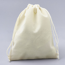 Rechteck Samt Beutel, Geschenk-Taschen, beige, 12x10 cm