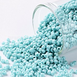 Toho perles de rocaille rondes, Perles de rocaille japonais, (413f) arc-en-ciel opaque turquoise mat, 11/0, 2.2mm, Trou: 0.8mm, environ 1110 pcs/10 g