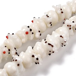 Handgemachte Murano Glas Perlen Stränge, Cartoon-Hund, weiß, 11~13x10~13x15~17 mm, Bohrung: 1 mm, ca. 25 Stk. / Strang, 11.61 Zoll (29.5 cm)