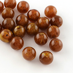 Acryl Nachahmung Edelstein Perlen, Runde, Sattelbraun, 10 mm, Bohrung: 2 mm, ca. 925 Stk. / 500 g