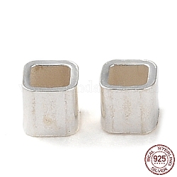 925 plata esterlina abalorios del tubo, cuadrado, plata, 2x2x2mm, agujero: 1.4x1.4 mm