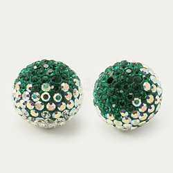 Perles de cristal autrichien, pavé de billes, avec de la pâte polymère à l'intérieur, ronde, 205 _emerald, 20mm, Trou: 1mm