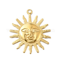 Латунные подвески, солнце с человеческим лицом, золотые, 25x22x1 мм, отверстие : 1.2 мм