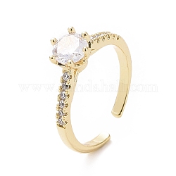 Открытое кольцо-манжета с прозрачным кубическим цирконием и бриллиантом, украшения из латуни для женщин, золотые, размер США 6 3/4 (17.1 мм)