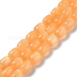 Fili di perline di selenite naturale, tinto, tamburo, arancione, 12x8mm, Foro: 1 mm, circa 32pcs/filo, 15.51~15.55 pollice (39.4~39.5 cm)