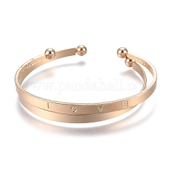 Ensembles de bracelet de manchette en fer, bracelets de couple, pour la Saint Valentin, mot d'amour, or, diamètre intérieur: 2-3/8~2-1/2 pouce (6.1~6.5 cm), 2 pièces / kit