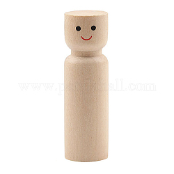 Muñecas de clavijas de madera sin terminar, clavija de madera con caras sonrientes, cabeza plana, para pinturas creativas para niños juguetes artesanales, burlywood, 2.1x7 cm