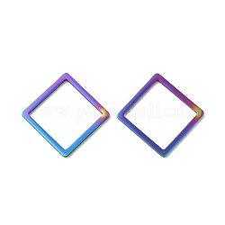 Ionenbeschichtung (IP) 304 Verbindungsringe aus Edelstahl, Rhombus, Regenbogen-Farb, 29.5x29.5x1.5 mm, Innendurchmesser: 25x25 mm