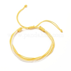 Bracelet multi-rangs en polyester ciré, bracelet cordon ajustable pour femme, jaune, diamètre intérieur: 2-1/8~4-1/8 pouce (5.3~10.5 cm)