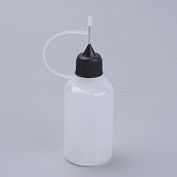 30 мл пластик клей бутылки, со стальным штифтом, чёрные, 9~9.2x3 см, емкость: 30 мл (1.01 жидких унции)