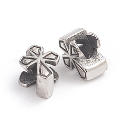 304 Stainless Steel Beads, Large Hole Beads, Cross, Antique Silver, 13.8x10.2x7.2mm, Hole: 5.2mm