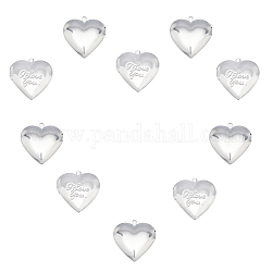 UNICRAFTALE 10pcs Heart with Phrase Photo Frame Charms Hypoallergenic Locket Charms Stainless Steel Pendants for Jewelry Making, Stainless Steel Color Inner Size 16.5x21.5mm