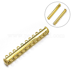 10-fili 20 fori tubo di ottone di scorrimento magnetico ganci di blocco, nichel libero, oro, 51x10x6.5mm, Foro: 2 mm
