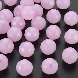 Perles en acrylique de gelée d'imitation, facette, ronde, rose, 16.5x16mm, Trou: 2.5mm, environ 288 pcs/500 g