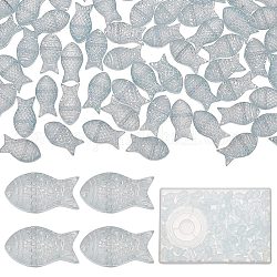 SUNNYCLUE 1 Box 100Pcs Fish Beads Bulk Blue Glass Transparent Fish Beads Summer Sea Ocean Animal Bead Marine Life Mermaid Charms Beads for Jewellery Making Beading Kit DIY Necklace Bracelets Supplies