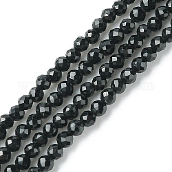 Naturali nera perle di tormalina fili, sfaccettato, tondo, 2mm, Foro: 0.6 m, circa 185pcs/filo, 15.20~15.43 pollice (38.6~39.2 cm)