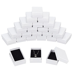 Nbeads Cardboard Jewelry Boxes, with Sponge Pad Inside, Rectangle, for Anniversaries, Wedding, Birthday, White, 8x5.1x2.7cm, Inner Size: 7.4x4.6x2.45cm