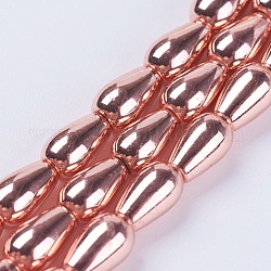 Chapelets de perles en hématite synthétique sans magnétiques, AA grade, larme, rose plaqué or, 7x4.5mm, Trou: 1mm, Environ 57 pcs/chapelet, 15.9 pouce (40.5 cm)