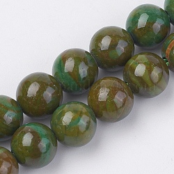 Природных драгоценных камней бисер нитей, окрашенные, круглые, оливковый, 6 мм, отверстие : 0.8 мм, около 60 шт / нитка, 15 дюйм (38 см)