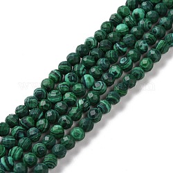 Chapelets de perles en malachite synthétique, facette, ronde, 4mm, Trou: 0.9mm, Environ 103 pcs/chapelet, 15.43 pouce (39.2 cm)
