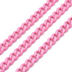 Cadena de bordillo de latón pintado con spray, cadena torcida, con carrete, sin soldar, rosa perla, 6x5x2mm, 32.8 pie (10 m) / rollo