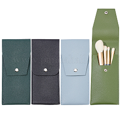Ahadermaker 4 stücke 4 farben tragbare pu leder make-up pinsel tasche, Make-up-Pinselhalter, mit Eisenschnalle, für weibliche Mädchen, Mischfarbe, 18.5x7.7x0.45 cm, 1 Stück / Farbe