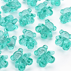 Transparent Acrylic Beads, Bear, Turquoise, 26.5x24.5x15mm, Hole: 3mm, about 135pcs/500g