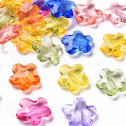 Abalorios de acrílico transparentes, facetados, flor, color mezclado, 18.5x18.5x5.5mm, agujero: 1.2 mm, aproximamente 470 unidades / 500 g