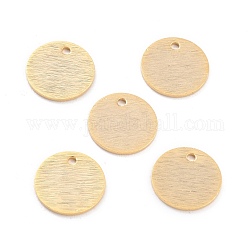 Brass Charms, Flat Round, Real 24K Gold Plated, 12x1mm, Hole: 1.4mm