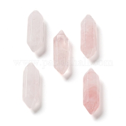 Perles pointues à double extrémité en quartz rose naturel, sans trou, facette, balle, 16x5x4.5mm
