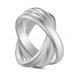 Shegrace 925 anillo de dedo de plata esterlina, criss anillos cruz, anillos dobles, x anillo, plata, tamaño de 9, 19.2mm