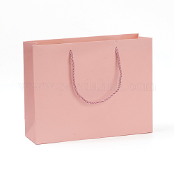 クラフト紙袋  ギフトバッグ  ショッピングバッグ  ウェディングバッグ  ハンドル付き長方形  ピンク  210x270x80mm