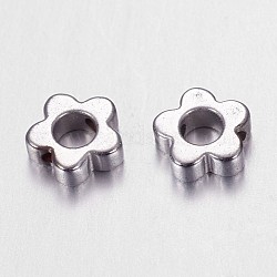 Electroplate Gorgeous Non-magnetic Synthetic Hematite Flower Frame Beads, Platinum Plated, 6x6x2mm, Hole: 1mm