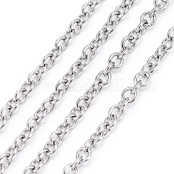 Cadenas de cable de 304 acero inoxidable, soldada, oval, color acero inoxidable, 1.5x1.2x0.3mm