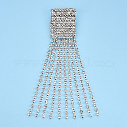 Rectangle de strass en cristal avec épinglette à pampille, insigne créatif en laiton pour vêtements de sac à dos, couleur d'argent, 120x26x8mm, pin: 0.7 mm