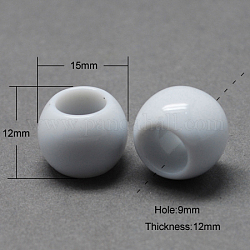 Harz perlen, Rondell, weiß, 12x15x12 mm, Bohrung: 9 mm, 360 Stück / 500 g
