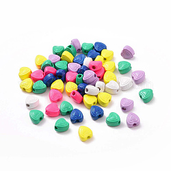 Spruzzare perline in lega verniciati, cuore, colore misto, 6x5.7~6x4mm, Foro: 1.5~1.8 mm