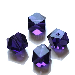 Imitazione branelli di cristallo austriaco, grado aaa, sfaccettato, perline cubo senza angoli, indaco, 4x4x4mm, Foro: 0.7~0.9 mm