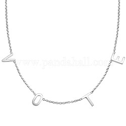 Ожерелья shegrace с подвесками из нержавеющей стали, с кабельными цепями и когтями омара застежками, слово голосование, цвет нержавеющей стали, 17.9 дюйм (45.5 см)