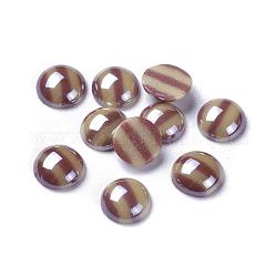 Undurchsichtige Glascabochons, Streifenmuster, Halbrund, Farbig, 9.5~10x3.5 mm