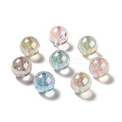 Placage uv perles acryliques irisées arc-en-ciel transparentes, perles de paillettes, ronde, couleur mixte, 15.5~16x15.5mm, Trou: 2.6~2.7mm