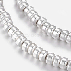 Chapelets de perles en hématite synthétique sans magnétiques, mat, rondelle, Plaqué Argent, 3x2mm, Trou: 1mm, Environ 206 pcs/chapelet, 16.1 pouce (41 cm)