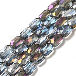 Brins de perles de verre de galvanoplastie transparentes, facette, demi arc-en-ciel plaqué, ovale, colorées, 7x4.5x3mm, Trou: 0.9mm, Environ 78~81 pcs/chapelet, 22.83 pouce (58 cm)