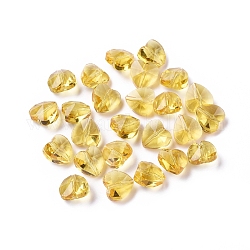 Perle di vetro trasparente, sfaccettato, cuore, oro, 10x10x7mm, Foro: 1~1.2 mm