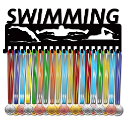 Рамка для железных медалей, 20 крючок, вешалка для медалей, с винтами, чёрные, плавание, спортивный, 150x400 мм, отверстие : 5 мм