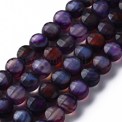 Chapelets de perles d'agate naturelle, teints et chauffée, facette, plat rond, indigo, 6x4mm, Trou: 1mm, Environ 62 pcs/chapelet, 14.76 pouce (37.5 cm)
