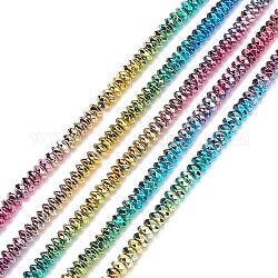 Цвет радуги гальванический немагнитный синтетический гематит бусины нити, граненые, рондель, с покрытием разноцветным, 6x3 мм, отверстие : 0.8 мм, около 128 шт / нитка, 15.35 дюйм (39 см)